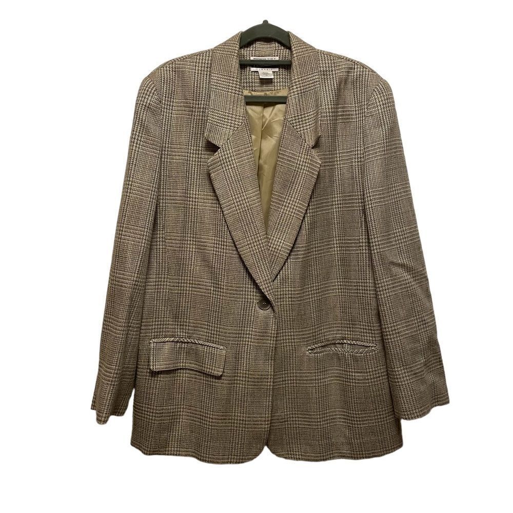 Vintage Pendleton Silk Blend Tan Plaid Blazer